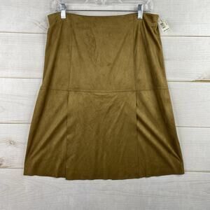 Vtg Y2K Max Studio Skirt Womens L Brown Faux Suede Pencil Pull On Stretch NWT